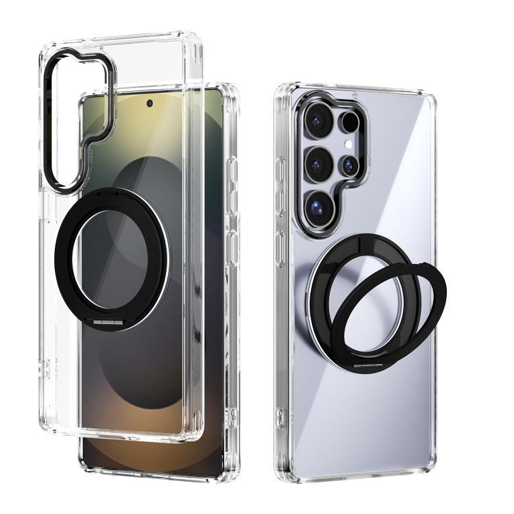 For Samsung Galaxy S25 Ultra 5G ABEEL MagSafe Q-LUCK Pivot Bracket Transparent Phone Case