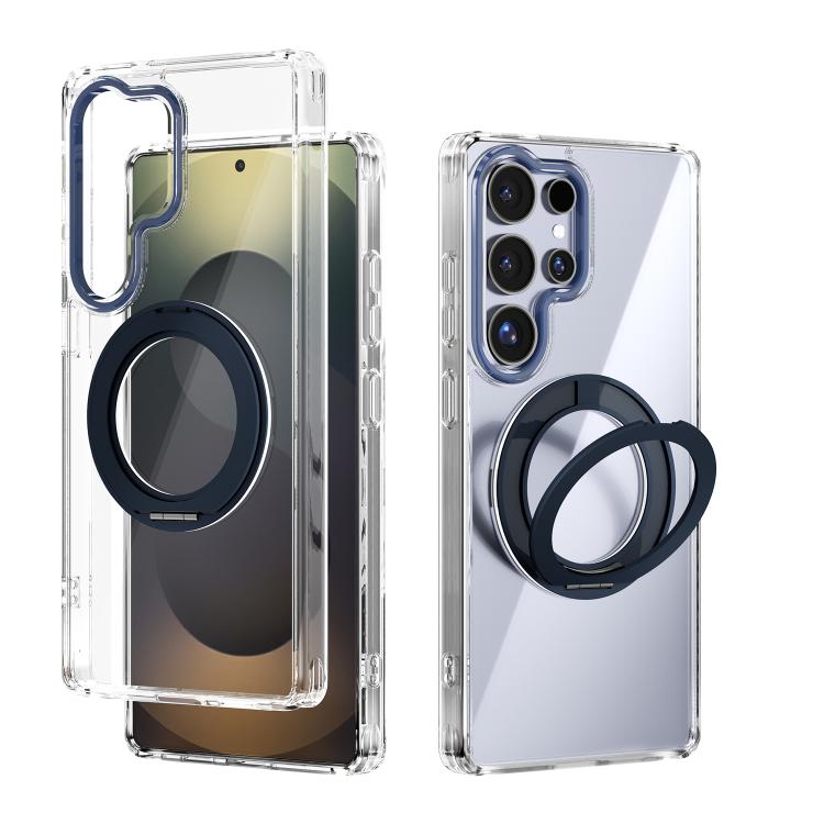 For Samsung Galaxy S25 Ultra 5G ABEEL MagSafe Q-LUCK Pivot Bracket Transparent Phone Case