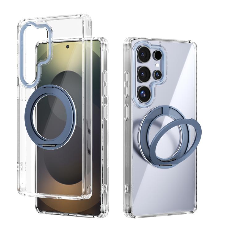For Samsung Galaxy S25 Ultra 5G ABEEL MagSafe Q-LUCK Pivot Bracket Transparent Phone Case