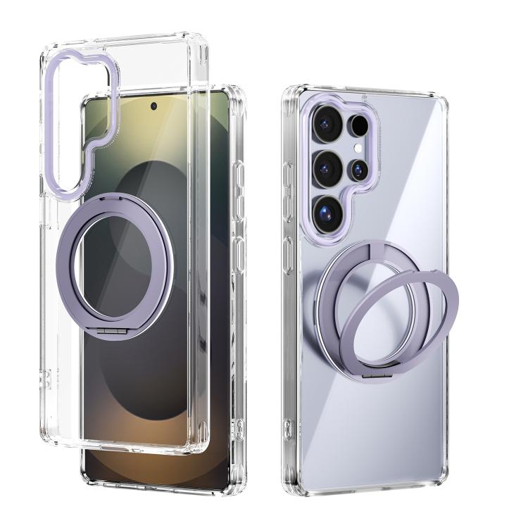 For Samsung Galaxy S25 Ultra 5G ABEEL MagSafe Q-LUCK Pivot Bracket Transparent Phone Case