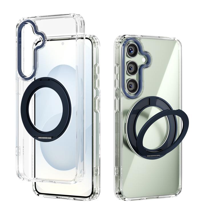 For Samsung Galaxy S25 5G ABEEL MagSafe Q-LUCK Pivot Bracket Transparent Phone Case