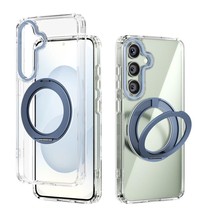 For Samsung Galaxy S25 5G ABEEL MagSafe Q-LUCK Pivot Bracket Transparent Phone Case