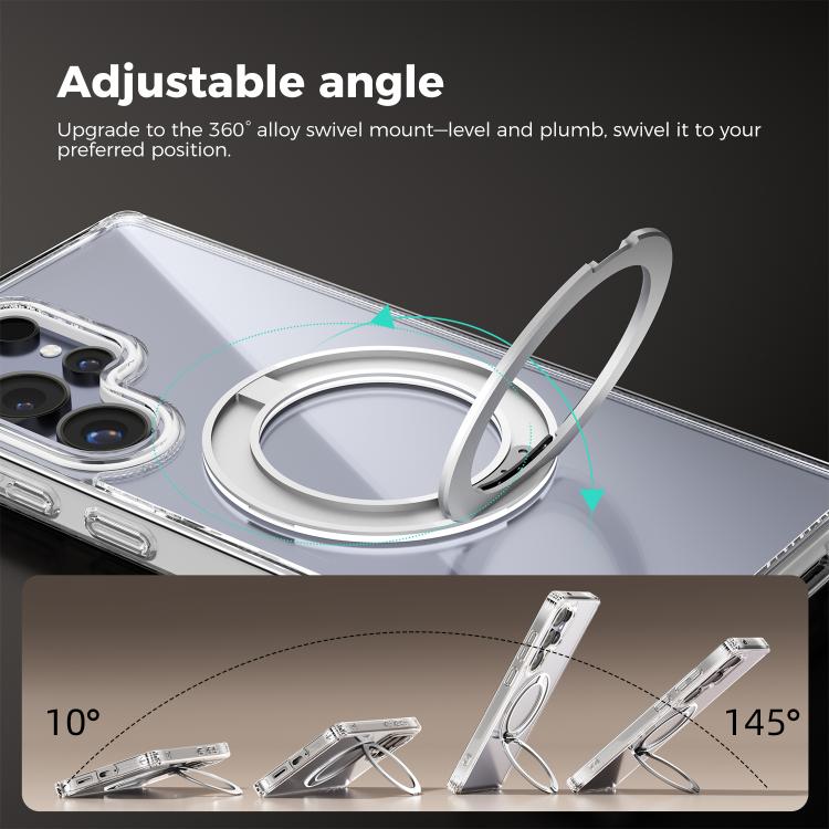 For Samsung Galaxy S25 Ultra 5G ABEEL MagSafe Q-LUCK Pivot Bracket Transparent Phone Case