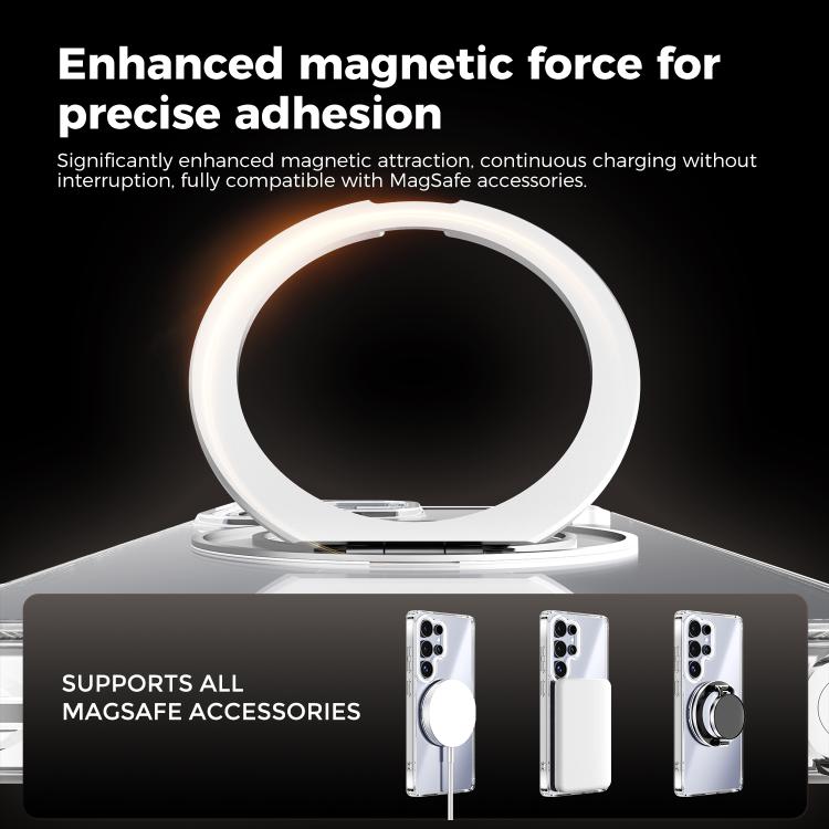 For Samsung Galaxy S25 Ultra 5G ABEEL MagSafe Q-LUCK Pivot Bracket Transparent Phone Case