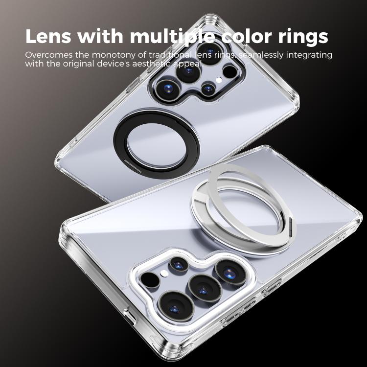 For Samsung Galaxy S25 5G ABEEL MagSafe Q-LUCK Pivot Bracket Transparent Phone Case