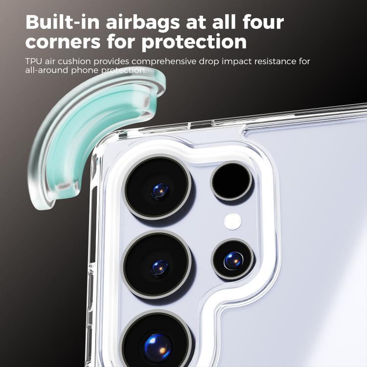 For Samsung Galaxy S25 Edge 5G ABEEL MagSafe Q-LUCK Pivot Bracket Transparent Phone Case