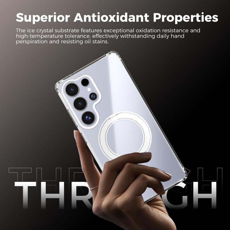 For Samsung Galaxy S25 Edge 5G ABEEL MagSafe Q-LUCK Pivot Bracket Transparent Phone Case