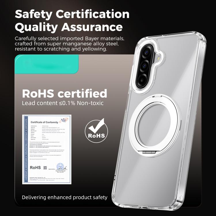 For Samsung Galaxy A07 4G ABEEL MagSafe Q-LUCK Pivot Bracket Transparent Phone Case