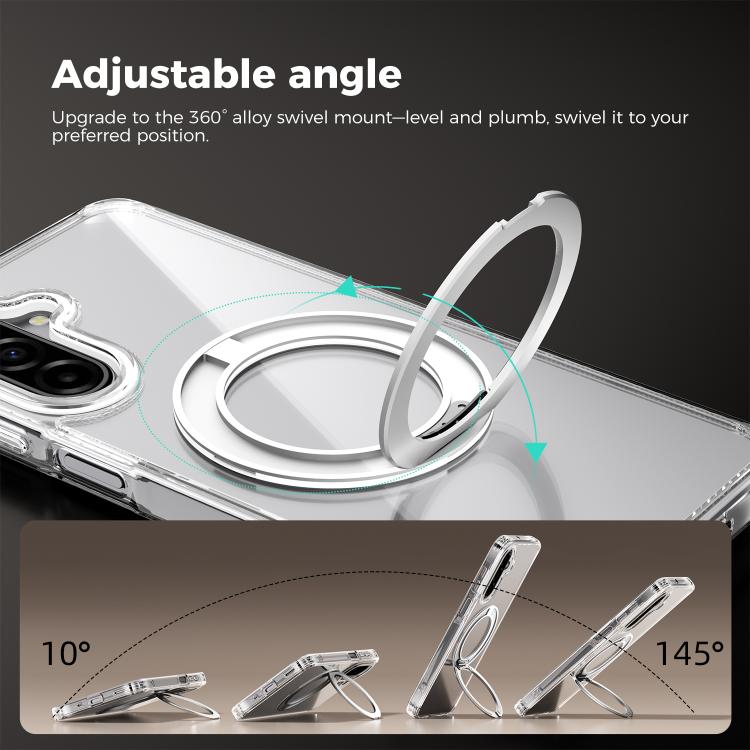 For Samsung Galaxy A07 4G ABEEL MagSafe Q-LUCK Pivot Bracket Transparent Phone Case