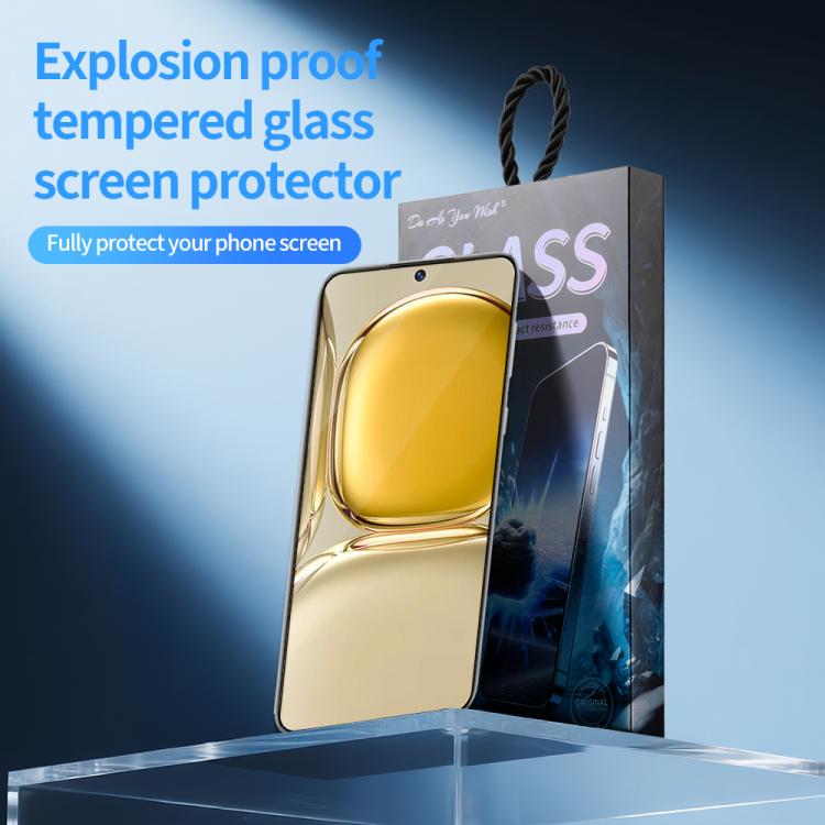 For Huawei P50 / P50E Do As You Wish Silk Screen Printed HD Tempered Glass Film - Black