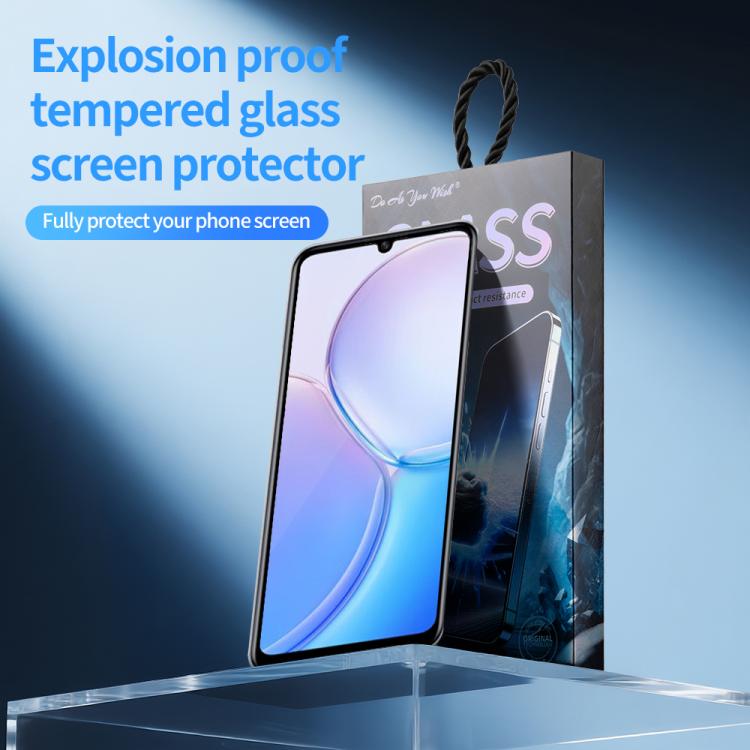 For Huawei Enjoy 20e Do As You Wish Silk Screen Printed HD Tempered Glass Film - Black