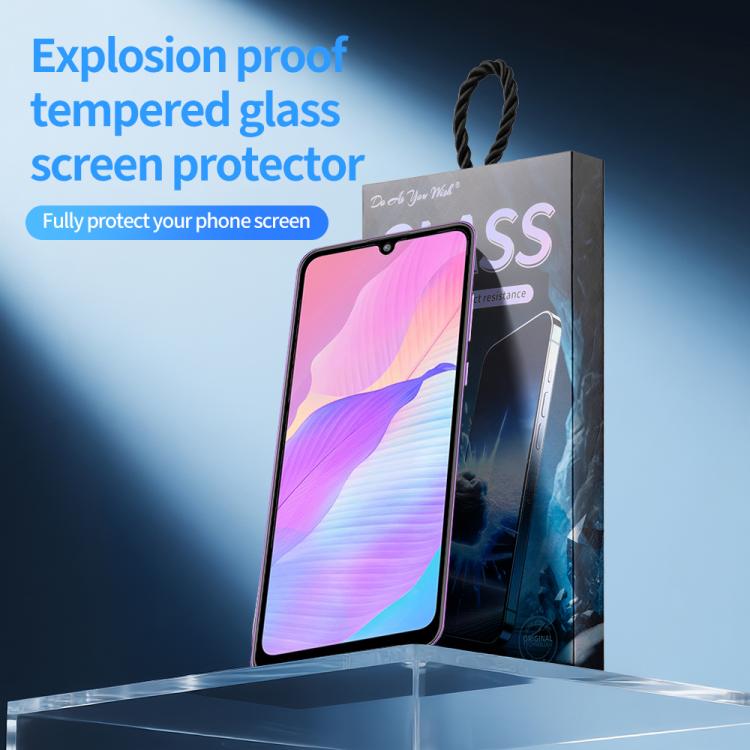 For Huawei Enjoy 20 SE 4G Do As You Wish Silk Screen Printed HD Tempered Glass Film - Black