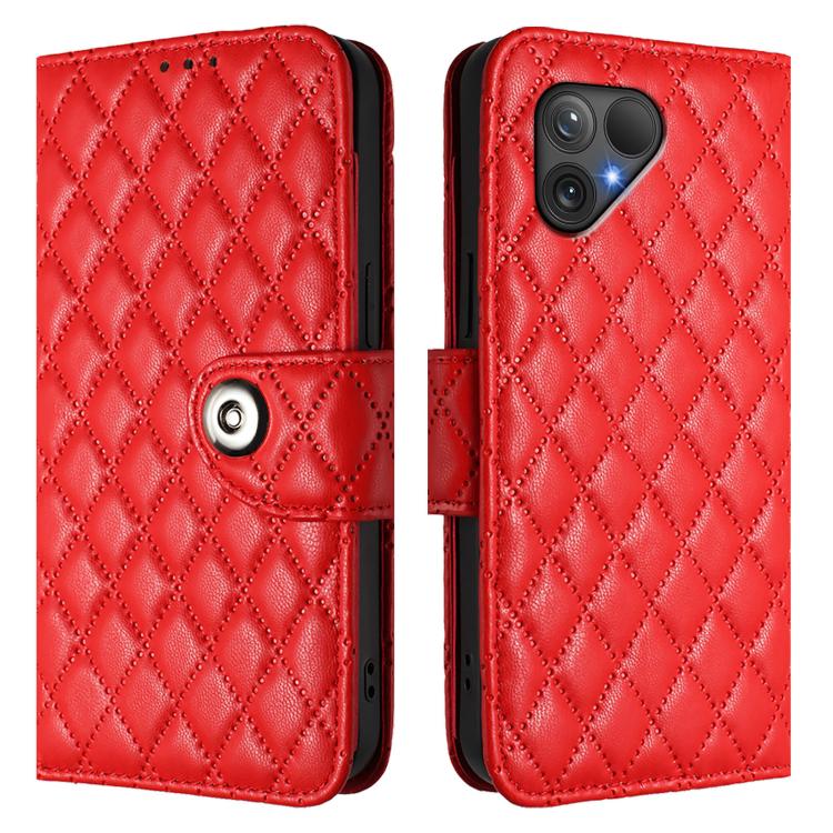 For Fairphone 5 Rhombic Texture Flip Leather Phone Case with Lanyard
