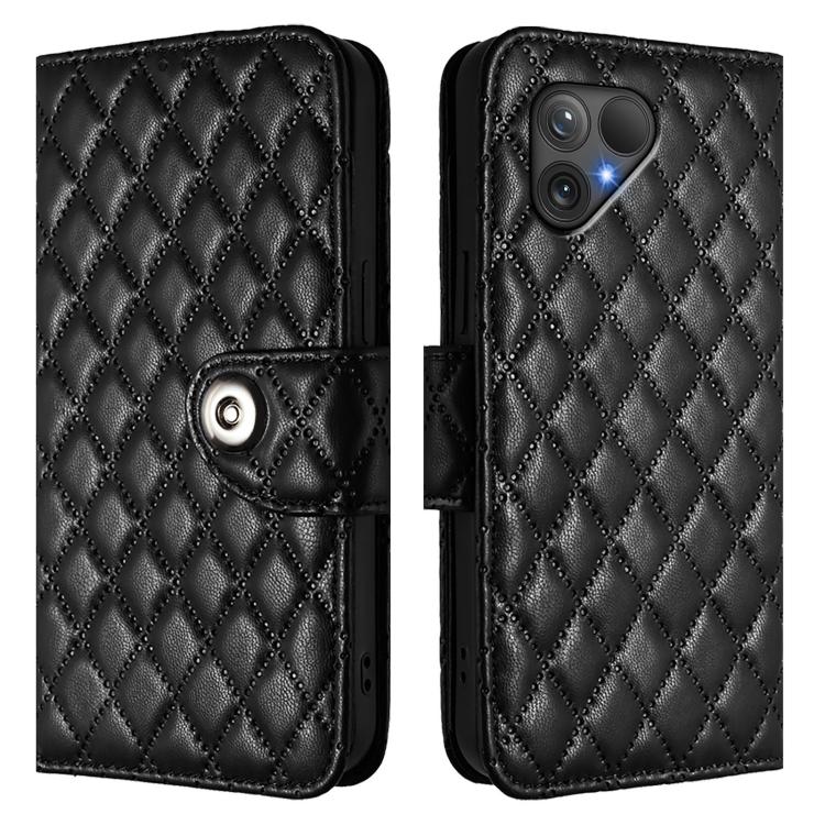 For Fairphone 5 Rhombic Texture Flip Leather Phone Case with Lanyard