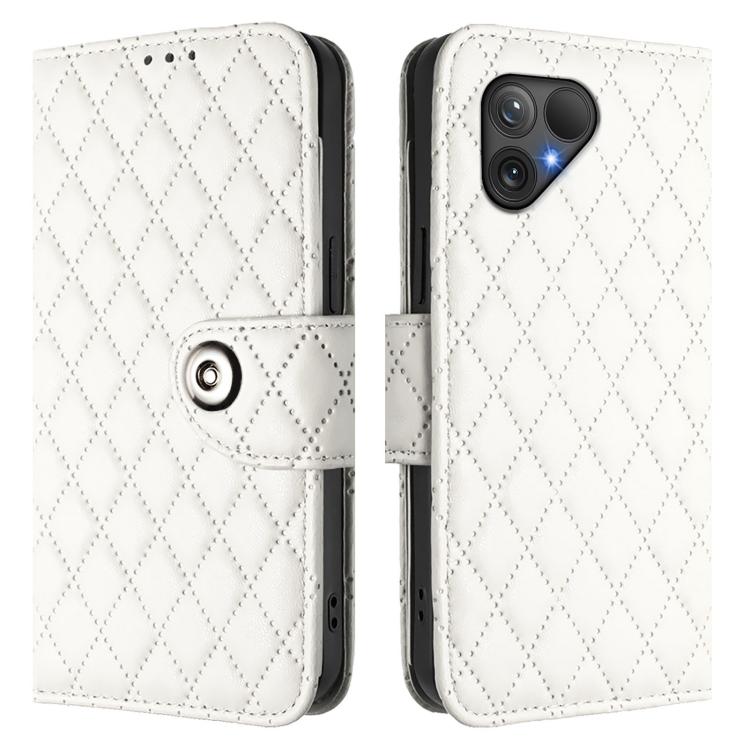 For Fairphone 5 Rhombic Texture Flip Leather Phone Case with Lanyard