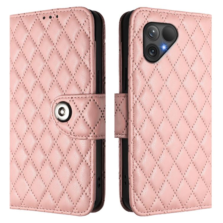 For Fairphone 5 Rhombic Texture Flip Leather Phone Case with Lanyard