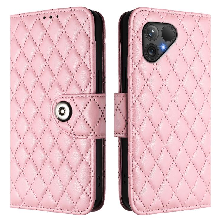 For Fairphone 5 Rhombic Texture Flip Leather Phone Case with Lanyard