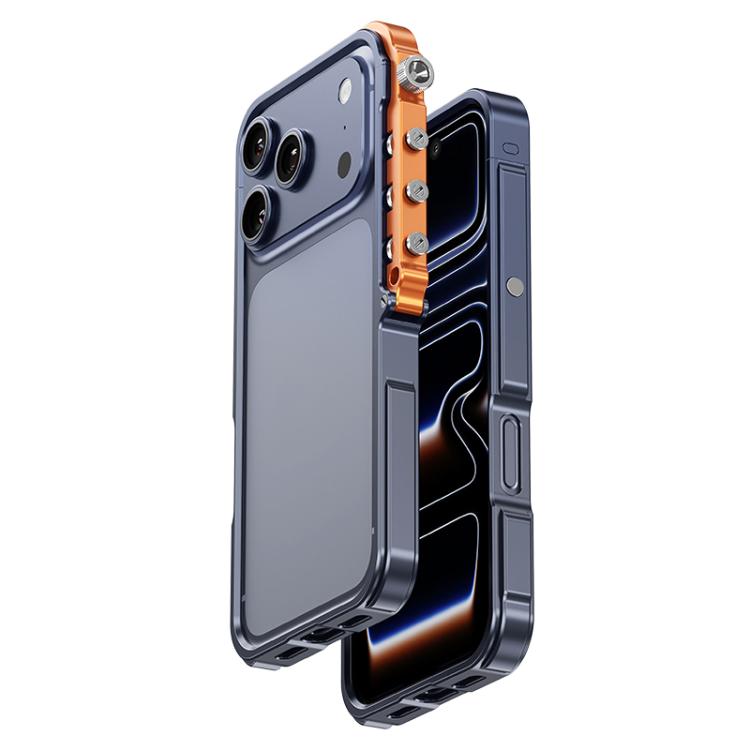 For iPhone 17 Pro Mechanical Armor Creative Metal Frame Aluminum Alloy Phone Case