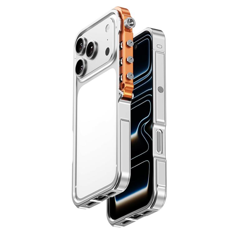 For iPhone 17 Pro Mechanical Armor Creative Metal Frame Aluminum Alloy Phone Case