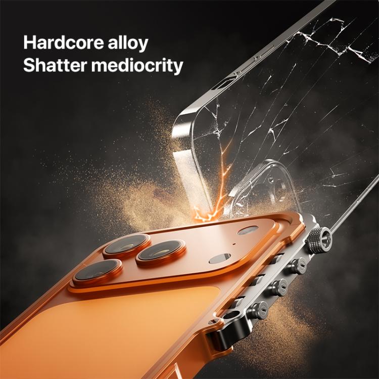 For iPhone 17 Pro Mechanical Armor Creative Metal Frame Aluminum Alloy Phone Case