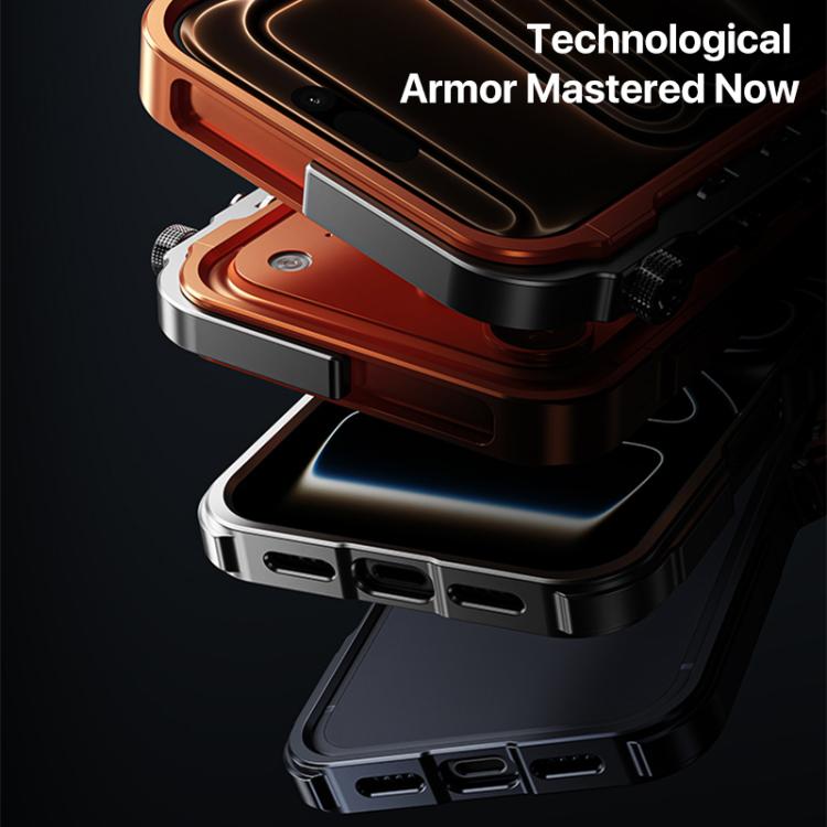 For iPhone 17 Pro Mechanical Armor Creative Metal Frame Aluminum Alloy Phone Case