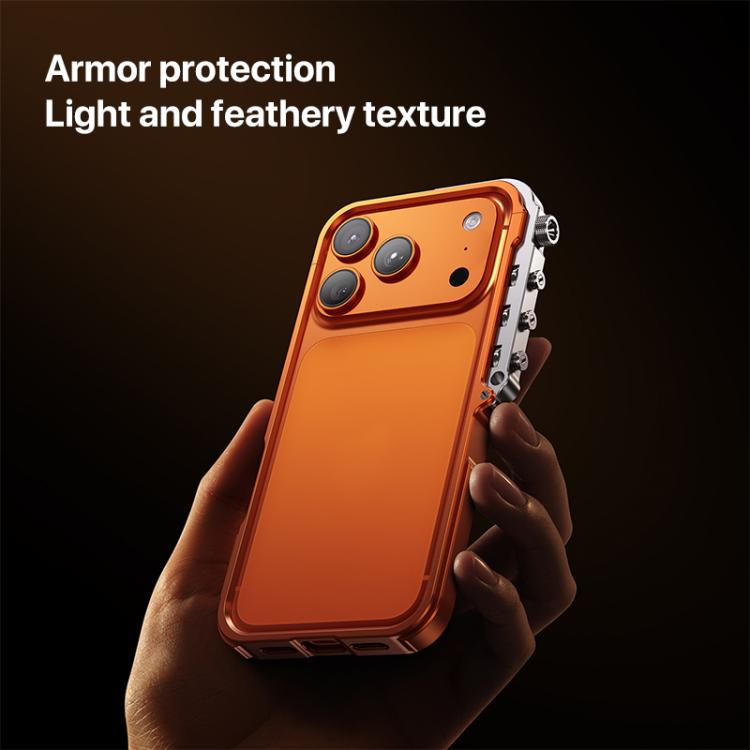 For iPhone 17 Pro Mechanical Armor Creative Metal Frame Aluminum Alloy Phone Case