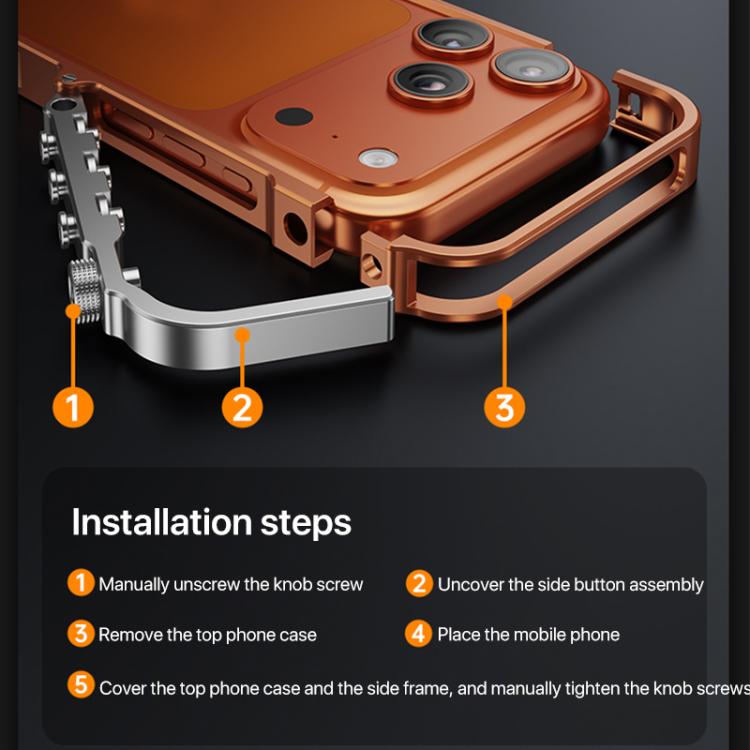 For iPhone 17 Pro Mechanical Armor Creative Metal Frame Aluminum Alloy Phone Case