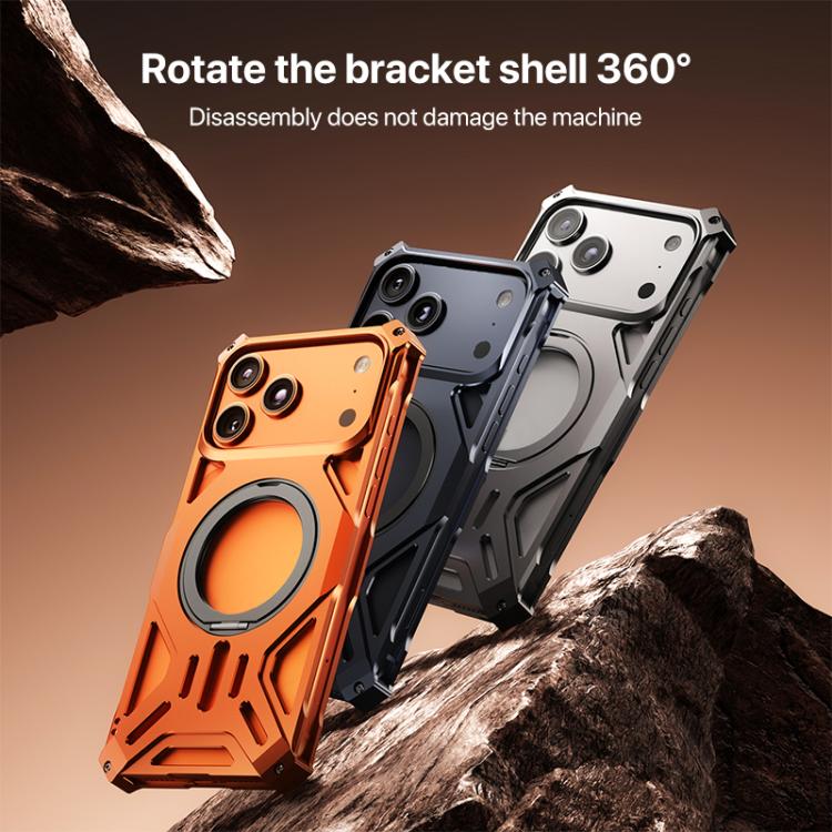 For iPhone 17 Pro Aluminum Alloy Borderless MagSafe Rotating Holder Phone Case