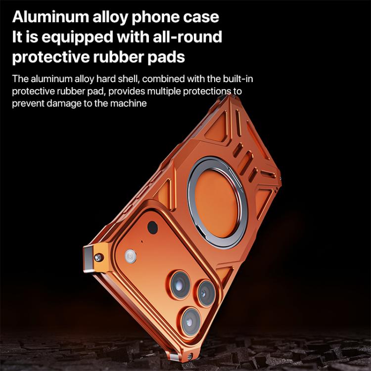 For iPhone 17 Pro Aluminum Alloy Borderless MagSafe Rotating Holder Phone Case