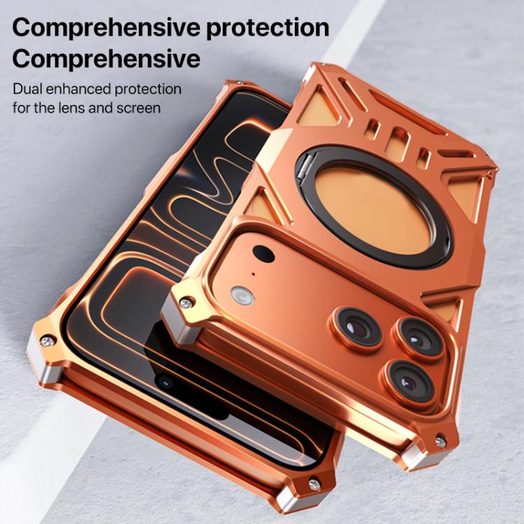 For iPhone 17 Pro Aluminum Alloy Borderless MagSafe Rotating Holder Phone Case