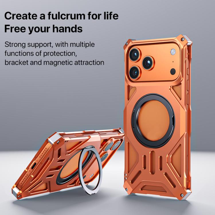 For iPhone 17 Pro Max Aluminum Alloy Borderless MagSafe Rotating Holder Phone Case