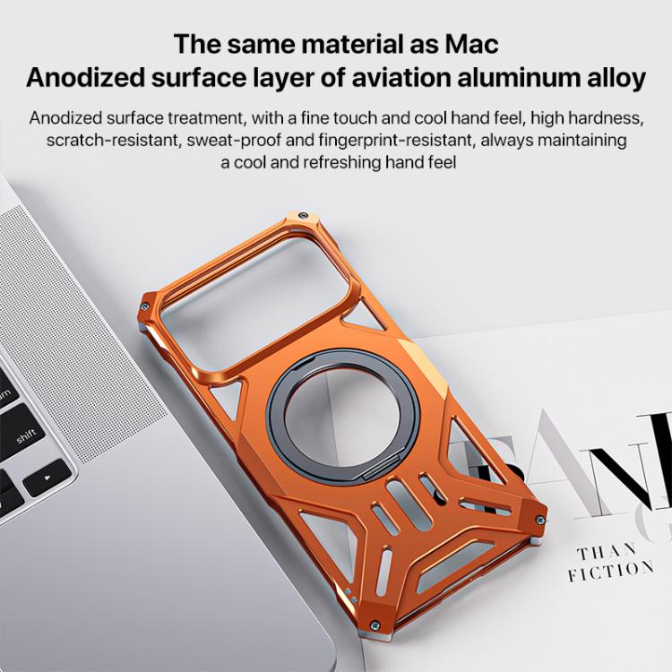 For iPhone 17 Pro Aluminum Alloy Borderless MagSafe Rotating Holder Phone Case