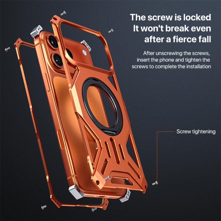 For iPhone 17 Pro Max Aluminum Alloy Borderless MagSafe Rotating Holder Phone Case