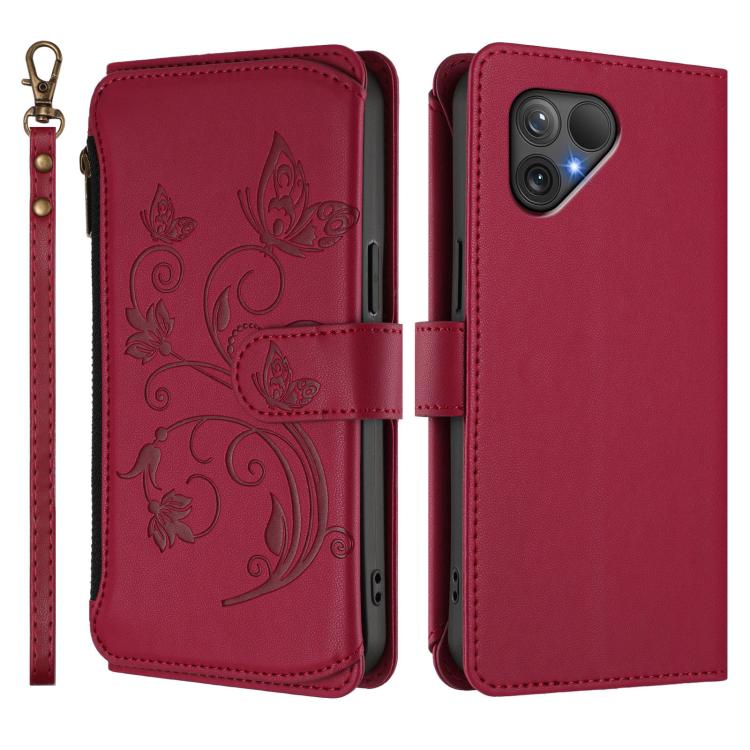 For Fairphone 5 Butterfly Love Flower Multi-card Zipper Wallet Leather Phone Case