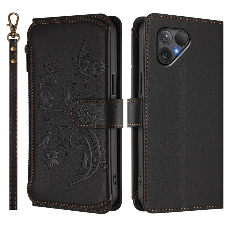 For Fairphone 5 Butterfly Love Flower Multi-card Zipper Wallet Leather Phone Case