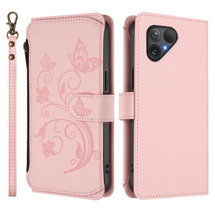 For Fairphone 5 Butterfly Love Flower Multi-card Zipper Wallet Leather Phone Case