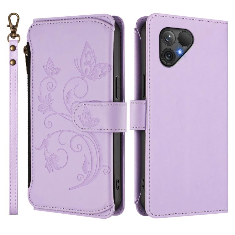 For Fairphone 5 Butterfly Love Flower Multi-card Zipper Wallet Leather Phone Case