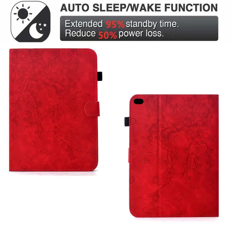 For iPad 9.7 2018 / 2017 Plum Blossom Embossed Smart Leather Tablet Case