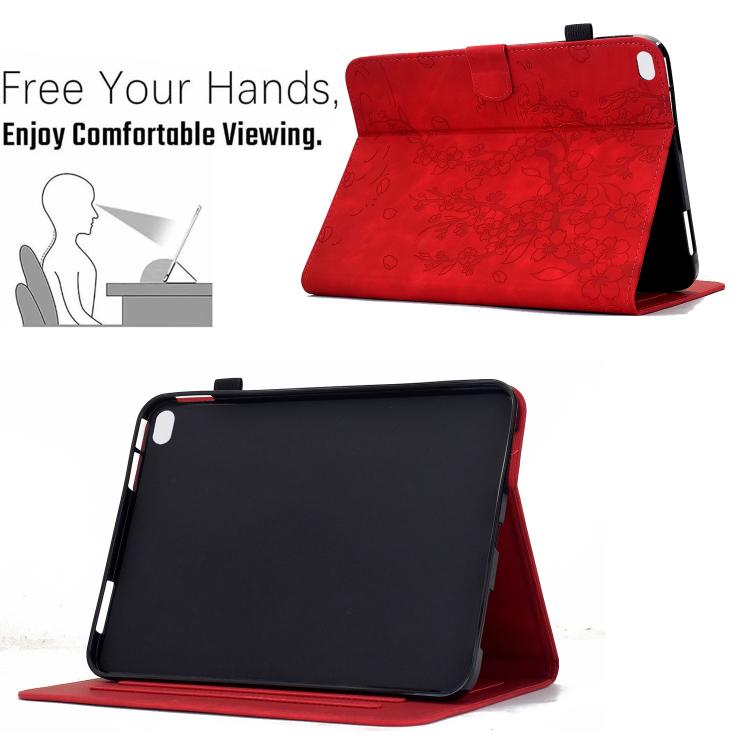 For iPad 9.7 2018 / 2017 Plum Blossom Embossed Smart Leather Tablet Case