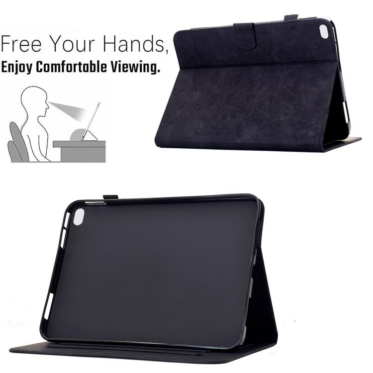 For iPad 9.7 2018 / 2017 Plum Blossom Embossed Smart Leather Tablet Case