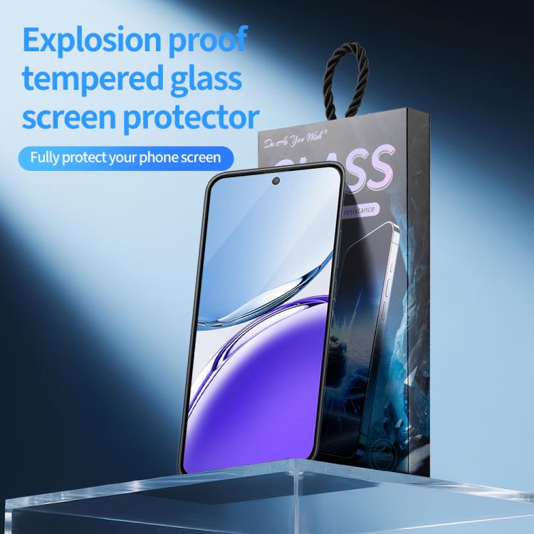 For OPPO A3i Do As You Wish Silk Screen Printed HD Tempered Glass Film - Black