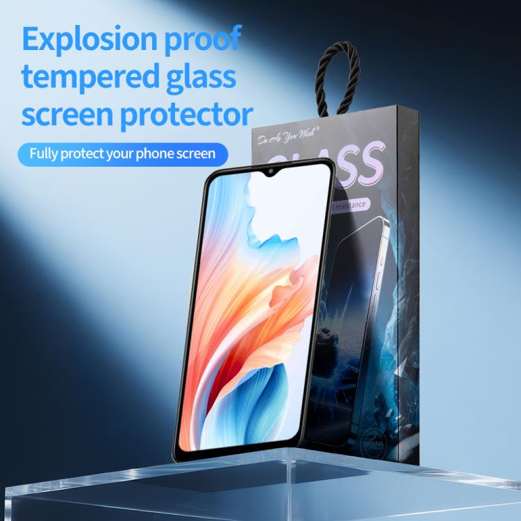 For OPPO A1s 5G Do As You Wish Silk Screen Printed HD Tempered Glass Film - Black