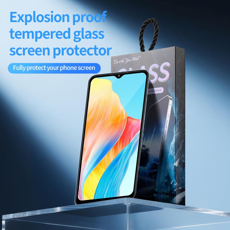 For OPPO A38 Do As You Wish Silk Screen Printed HD Tempered Glass Film - Black
