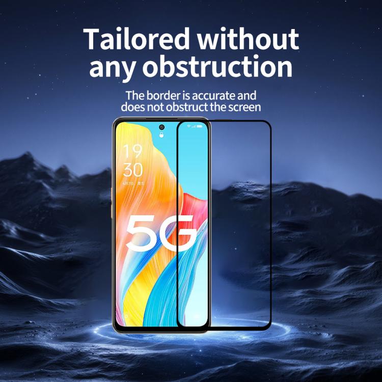 For OPPO A1 5G Do As You Wish Silk Screen Printed HD Tempered Glass Film - Black