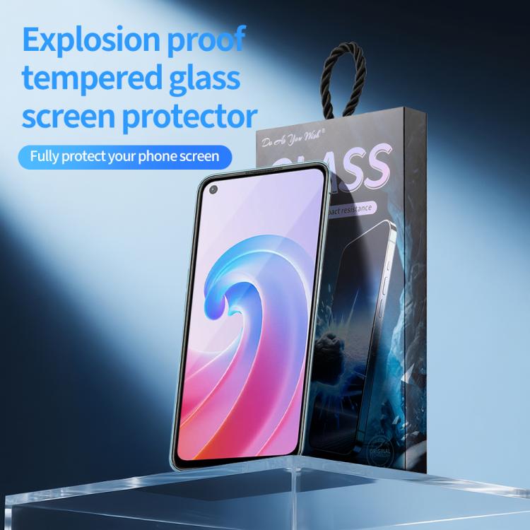 For OPPO A96 Do As You Wish Silk Screen Printed HD Tempered Glass Film - Black