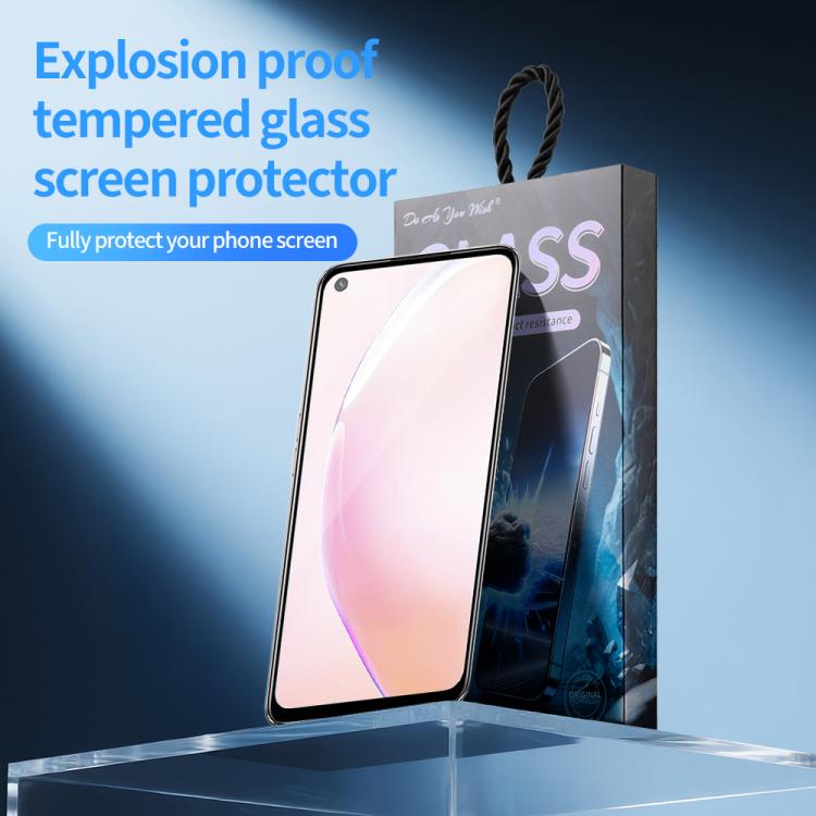 For OPPO A93s Do As You Wish Silk Screen Printed HD Tempered Glass Film - Black