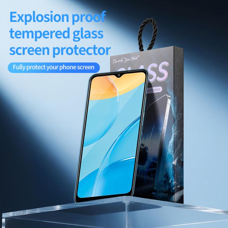 For OPPO A35 Do As You Wish Silk Screen Printed HD Tempered Glass Film - Black