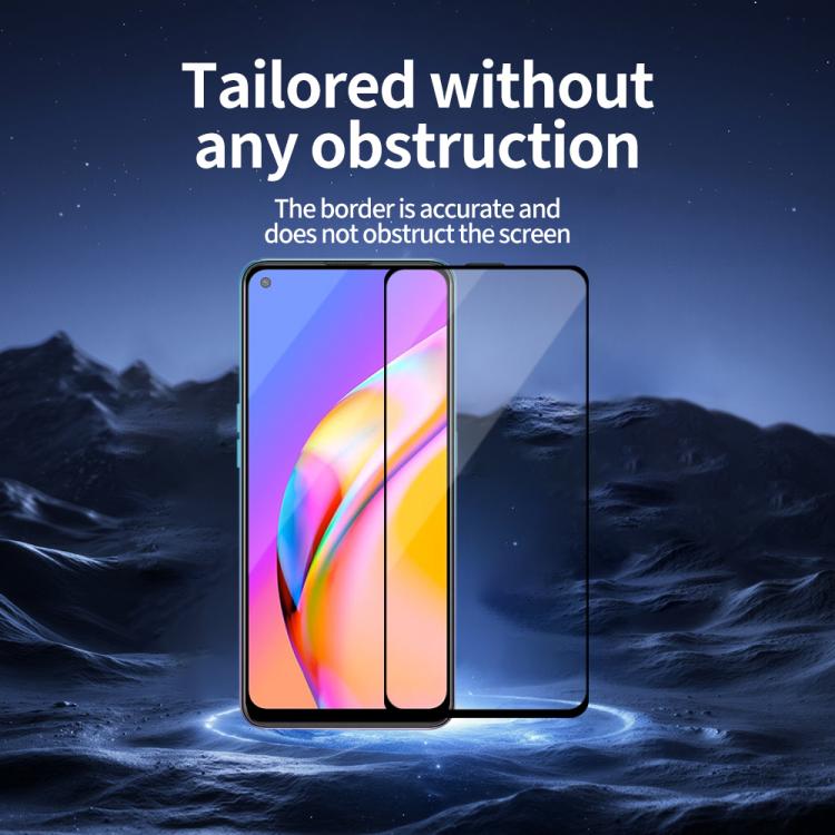 For OPPO A94 5G Do As You Wish Silk Screen Printed HD Tempered Glass Film - Black