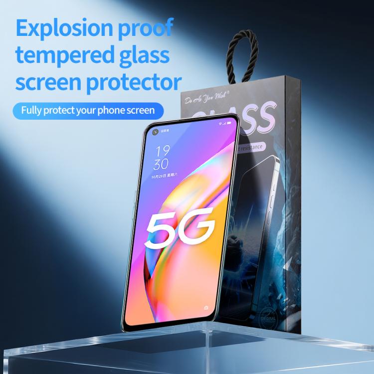 For OPPO A93 5G Do As You Wish Silk Screen Printed HD Tempered Glass Film - Black