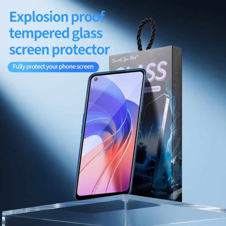 For OPPO A55 4G Do As You Wish Silk Screen Printed HD Tempered Glass Film - Black